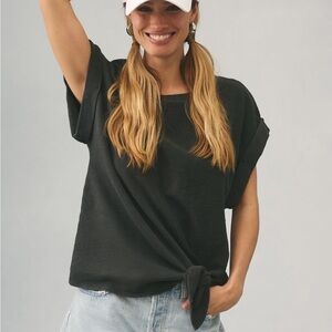 Pilcro Gray short sleeve top Anthropologie Short sleeve Sweatshirt